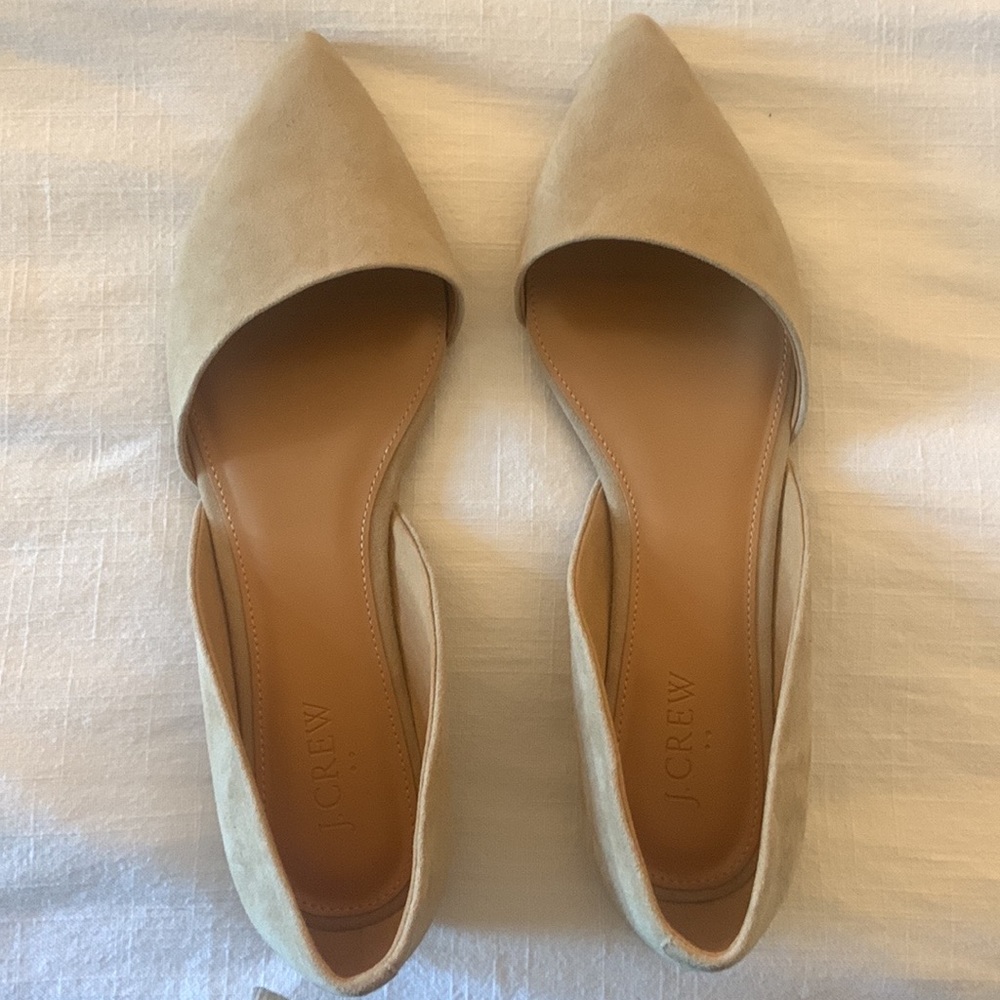 NWT Jcrew Zoe Suede D’Orsay Flats - Saddle- Size 9.5